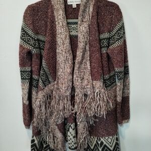 Knox Rose Women's Multicolor Fringe Waterfall Cardigan Size Small